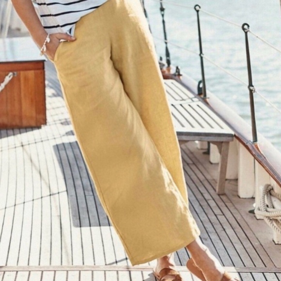 J.Jill LOVE LINEN 100% Linen Cropped Pants in Golden Sun Large Petite Yellow - Picture 11 of 11